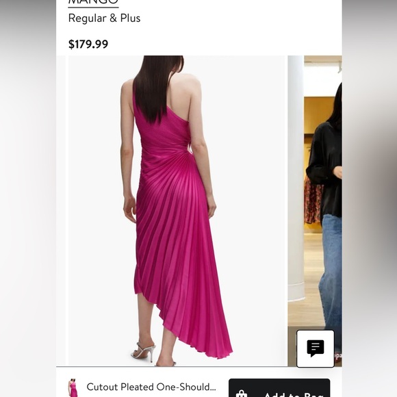 Cutout Pleated One-Shoulder Asymmetric Dress by MANGO - Picture 3 of 3